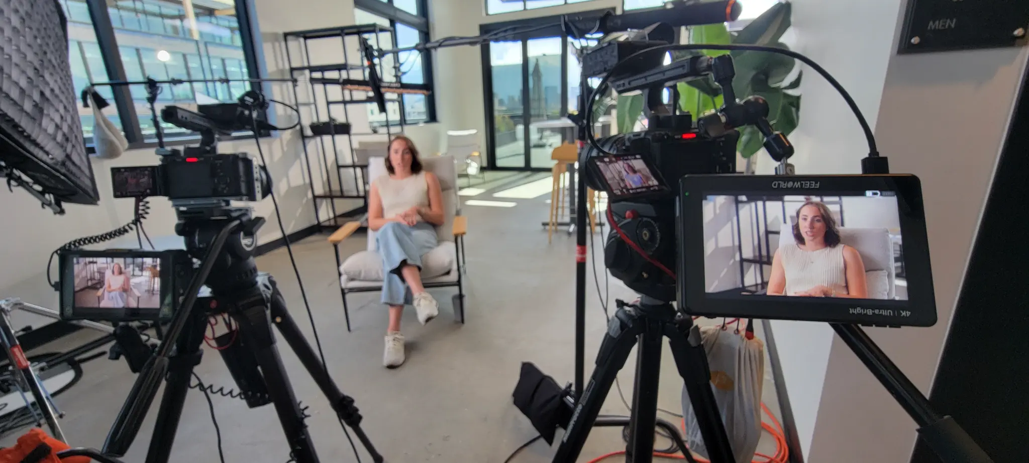 Commercial video production with professional film crew
