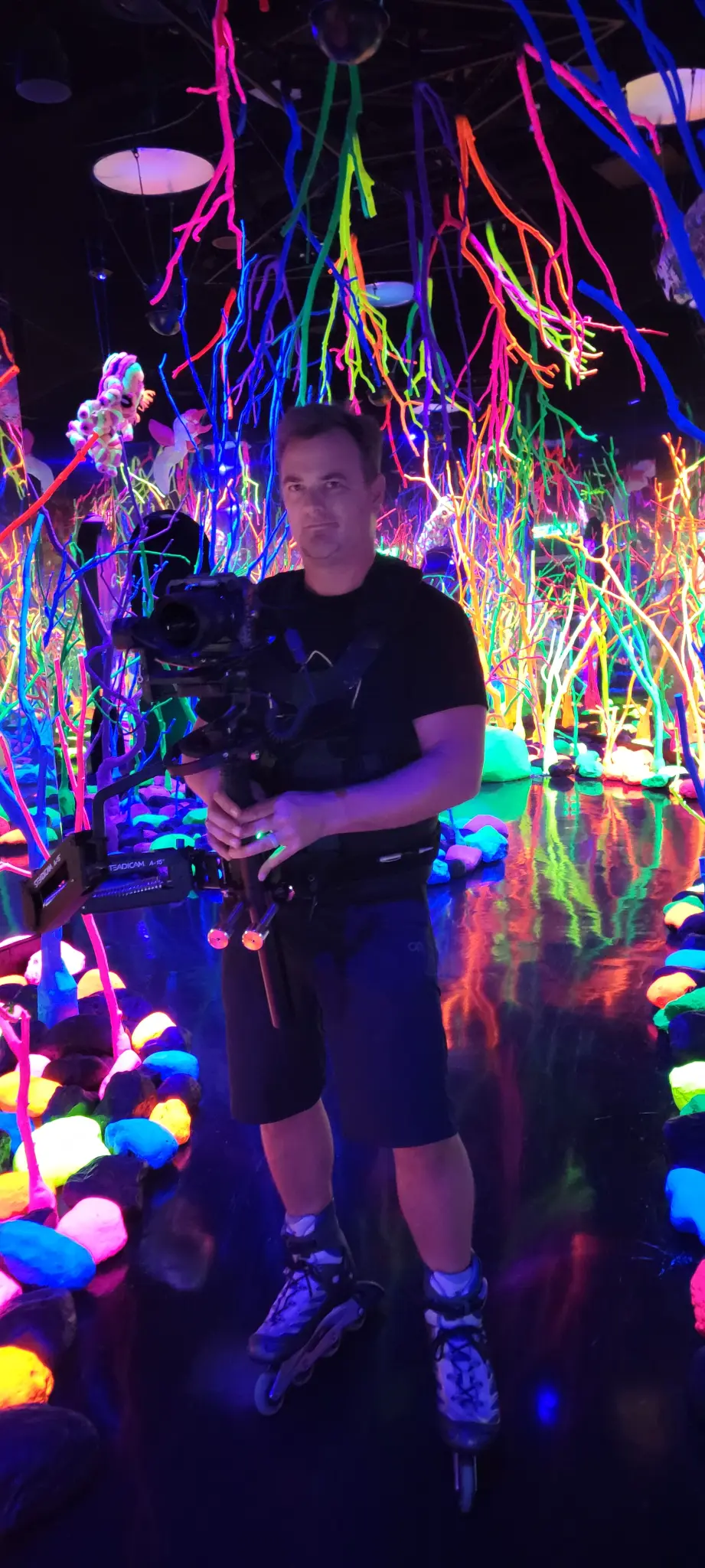 Director of photography reviewing shot composition